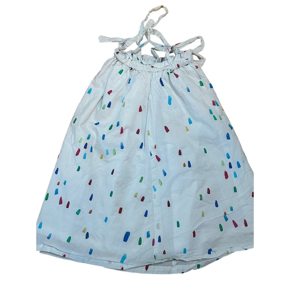 Brooke Wright Designs Kids Girls Size 4 White Confetti Cotton Sundress Resort